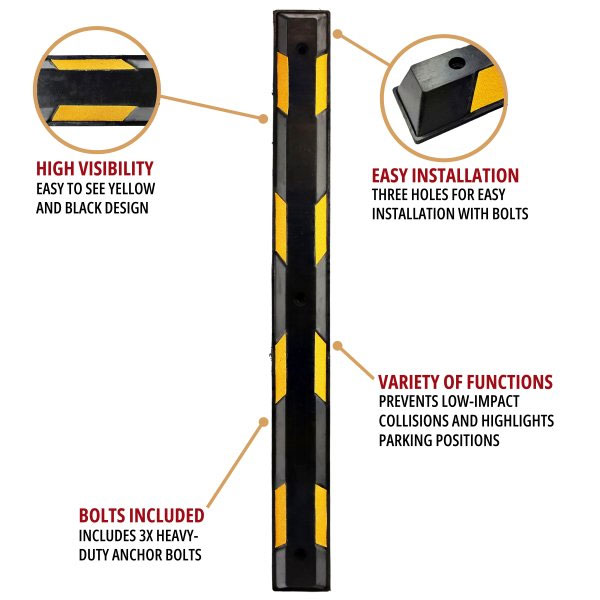 Large Rubber Parking Stop Reflective Kerb