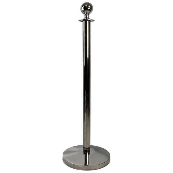 Silver Barrier Post with Red Twisted Rope 
