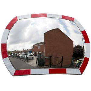 White/Orange Polycarbonate Convex Traffic Mirror With Rectangular face