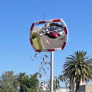 White/Orange Polycarbonate Convex Traffic Mirror With Rectangular face