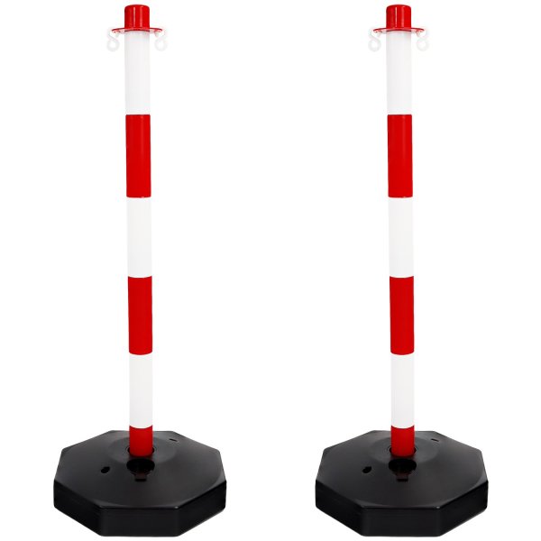 White & Red Plastic Chain Barrier- 2 Posts