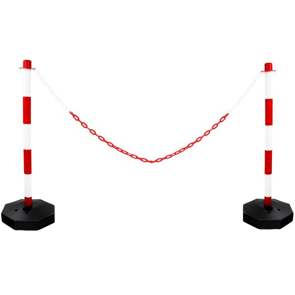 White & Red Plastic Chain Barrier- 2 Posts