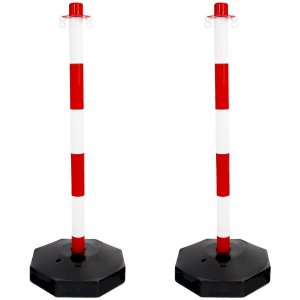 White & Red Plastic Chain Barrier- 2 Posts